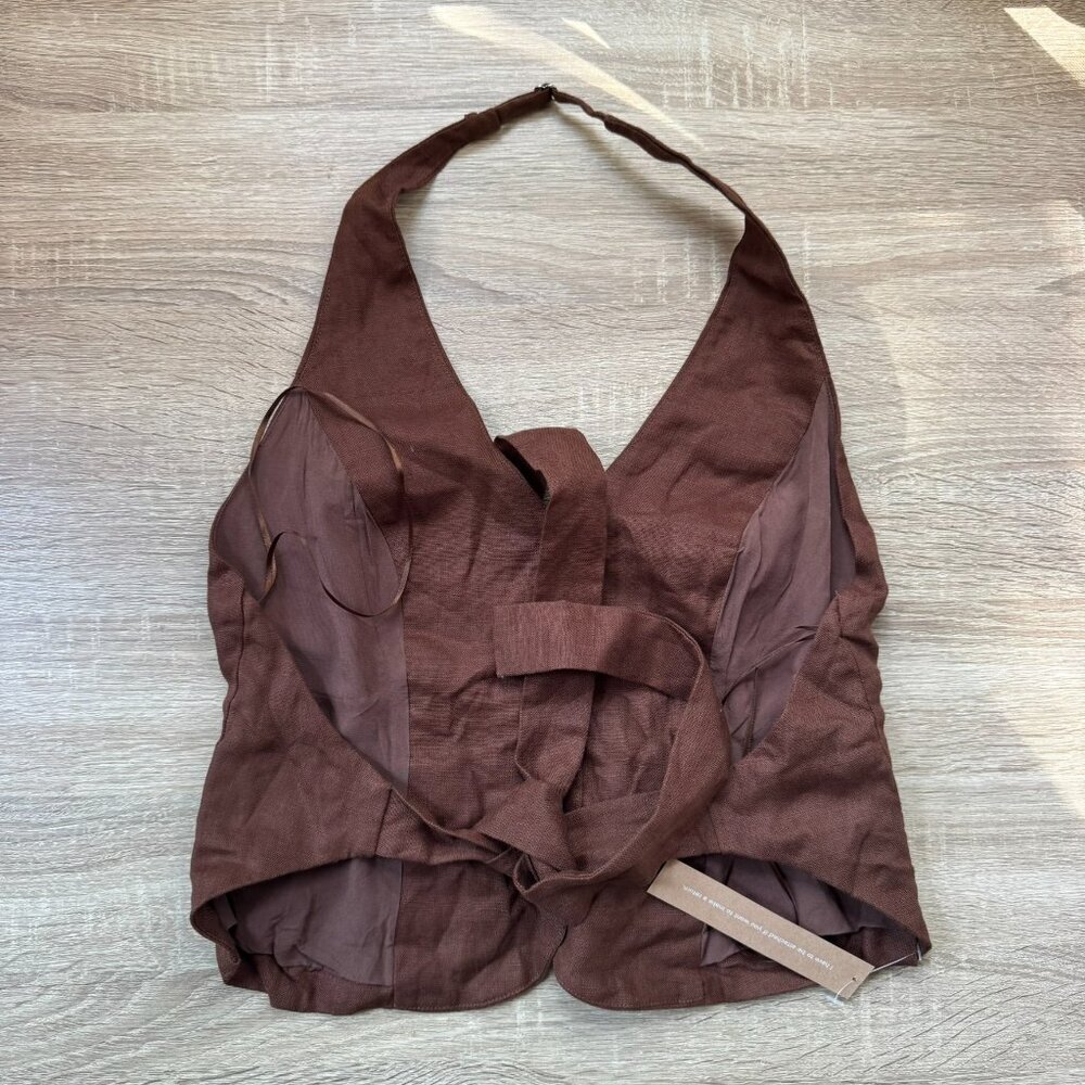 NWT Reformation Aida Linen Vest Top Chocolate Cake Brown 2 - Picture 13 of 13